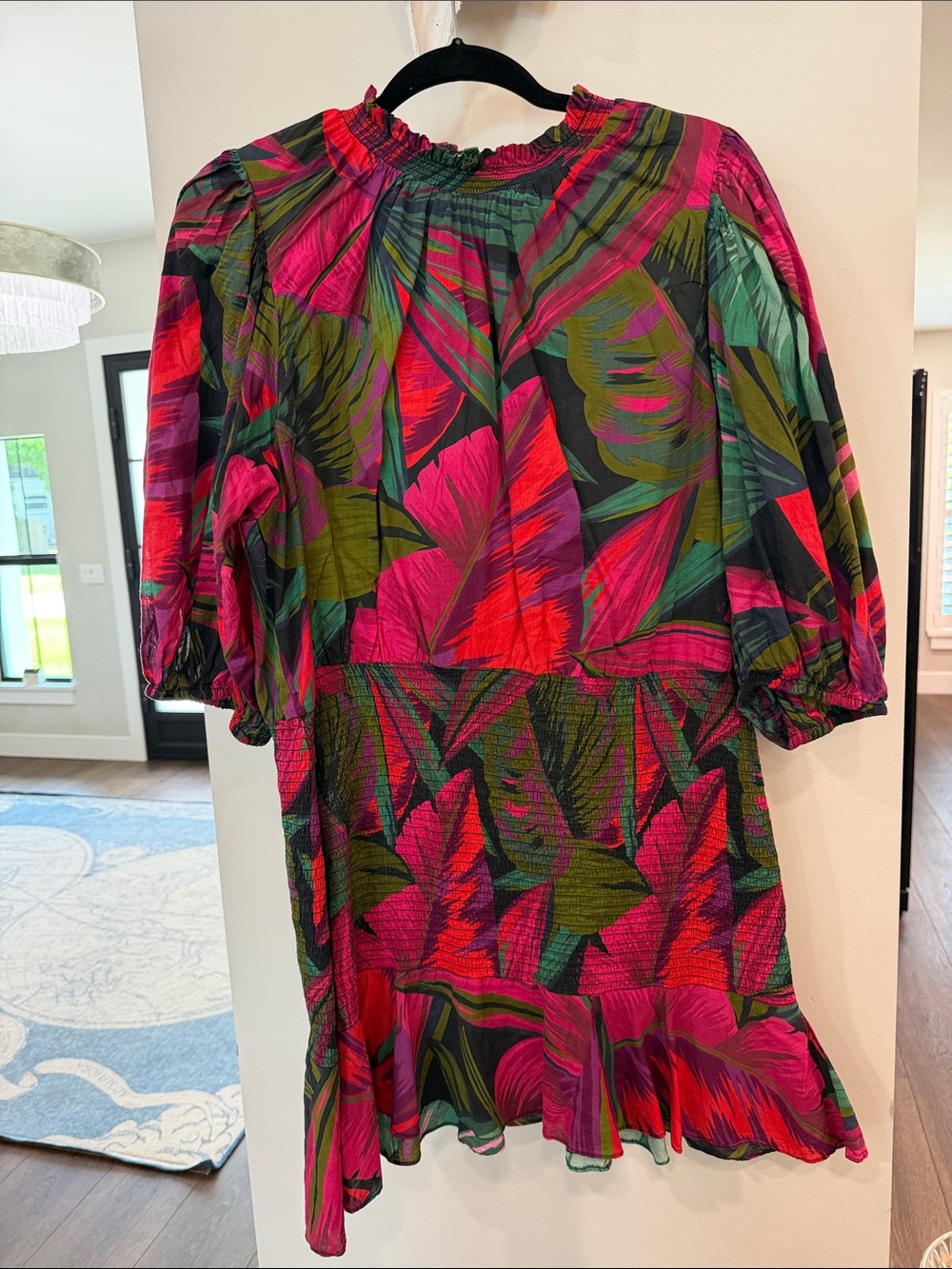 Farm Rio Tropical Print Pink & Green Short Dress size XL